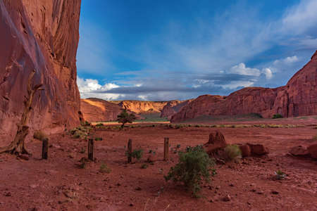 Beautiful view of tranquil desert under the clear sky in Monument Valleyの写真素材