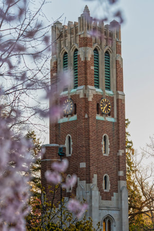 Landmark Beaumont Tower carillon on the campus of Michigan State Universityのeditorial素材