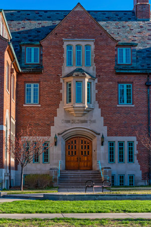 EAST LANSING, MI - APRIL 17th: Entrance for the Landon Hall during the Spring on the campus of Michigan State University in East Lansing on April 17th, 2021.のeditorial素材