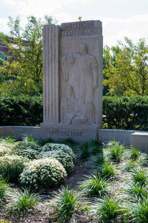 East Lansing MI-October 18, 2022: Michigan State College historic entrance sign