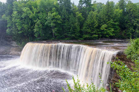Magnificent Upper Tahquamenon falls in the Upper Peninsula of Michiganの写真素材