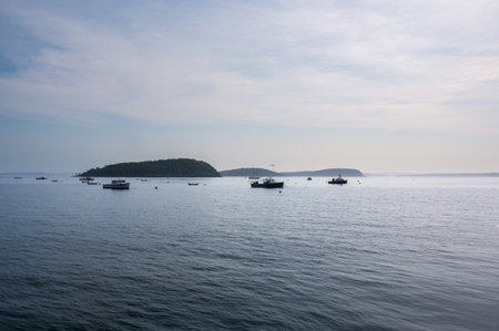 Bar Harbor, Maine, United States - June 23, 2024: Serene Seascape in Acadia National Park with Copy-Spaceのeditorial素材