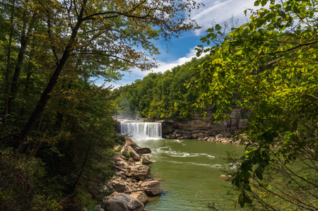 Cumberland Falls Viewed through Treesの写真素材