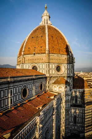 Cathedral of Florence at sunsetの写真素材
