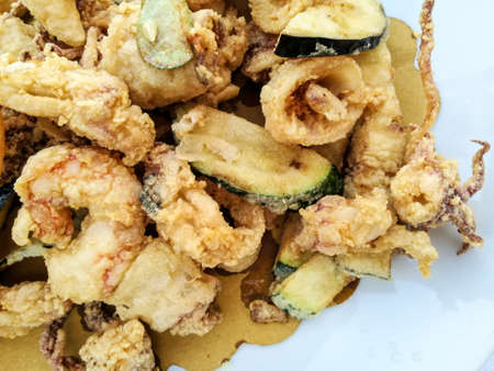 Fried mixed fishの写真素材