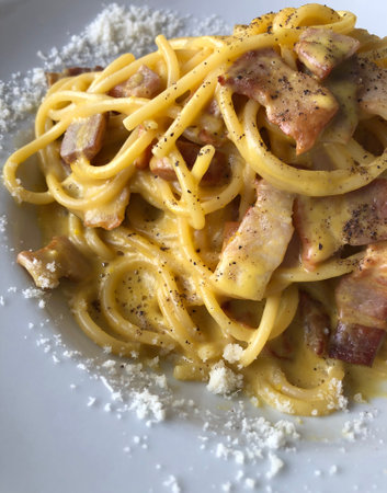 pasta carbonaraの写真素材