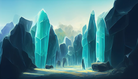 Abstract background with aquamarine crystalsの写真素材