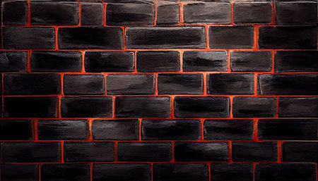 Black and red brick wall background. Can be used as wallpaperの写真素材