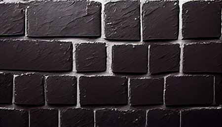 Black bricks in white wall background. Can be used as wallpaperの写真素材