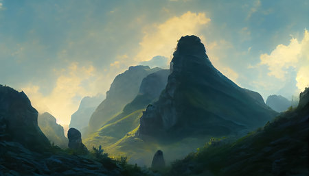 Abstract mountain landscape. Can be used as wallpaper or backgroundの写真素材