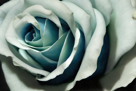 Beautiful blue and white rose illustration. Made to look like a macro photograph. Can be used as backgroundの写真素材