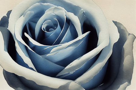 Watercolor blue and white rose. fantasy and abstract. Can be used as backgroundの写真素材