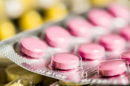 colorful medicine pills in a blister packの写真素材