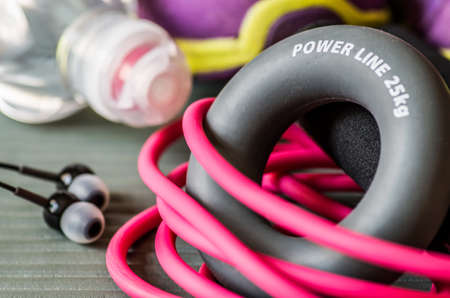 various sport equipment on a stretch mat