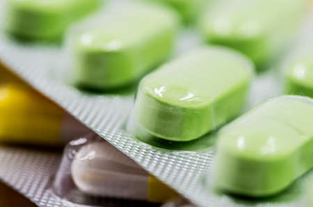 colorful medicine pills in a blister packの写真素材