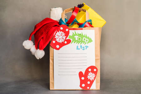 christmas to do list on a recycled paper bagの写真素材
