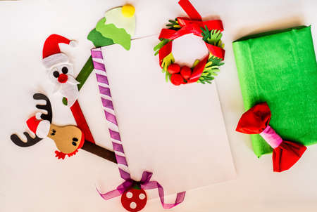 christmas concept. hand made to do list. creative christmas paper for letter,invitation or to do listの写真素材