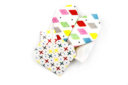 valentine's day concept. origami paper heart made of colorful paper isolated on white backgroundの写真素材