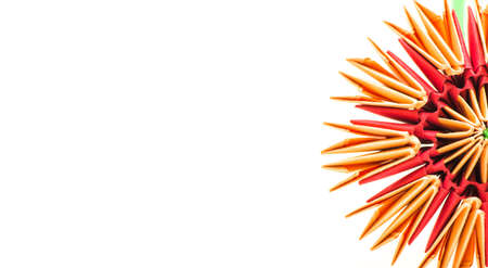module origami paper flowers craft isolated on white backgroundの写真素材