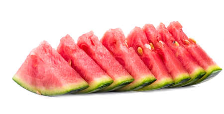 watermelon slices isolated on whiteの写真素材