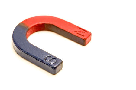 U-shaped red and blue magnet isolated on white background with clipping pathの写真素材