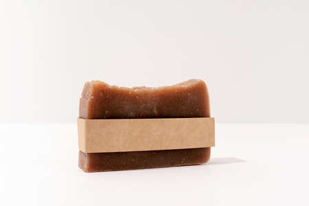 hand made soap and craft band for mock up design on white background, front viewの写真素材