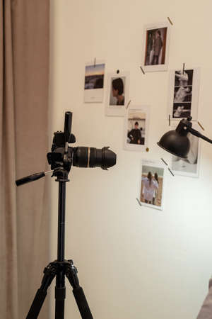Equipment for photo studios and fashion photography. Camera on a tripodの写真素材