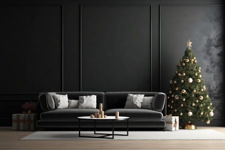 Living Room Christmas interior in Scandinavian style AI generatedの素材