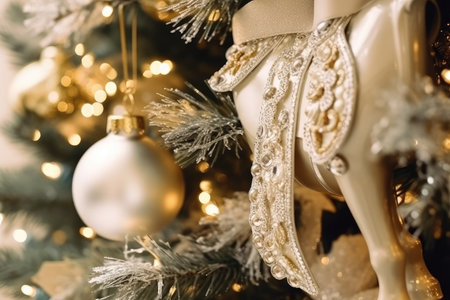 Closeup of Festively Decorated Christmas tree ai generatedの素材