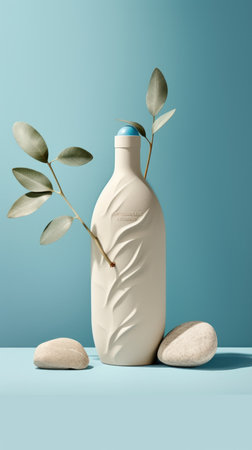 vase on white table. front view. Place for text, copy space, mockup. Ai geratedの素材