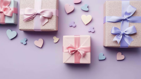 gift boxes on color background, AI generativeの素材