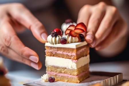 chocolate sweets and desserts in hands, AI Generativeの素材