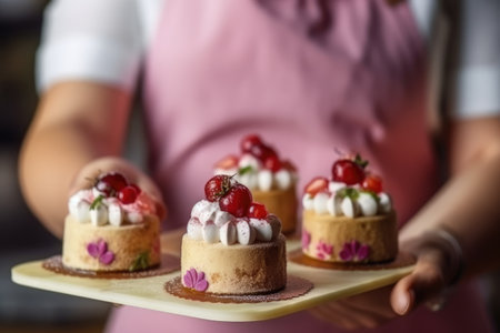 chocolate sweets and desserts in hands, AI Generativeの素材