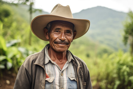 farmer on arabica coffee plantation picking coffee , AI Generativeの素材