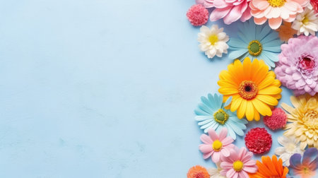 beautiful spring flowers on paper background, AI Generativeの素材