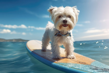 dog on a sup board. Summer sport ai generatedの素材