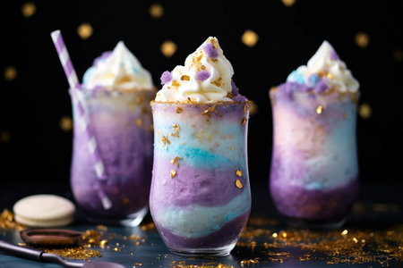 Delicious sweet milkshake in glass jar with cream. ai generatedの素材