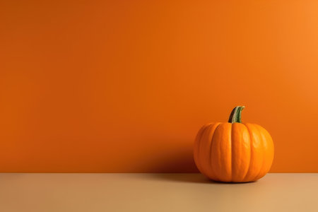 Fresh ripe pumpkin on orange background, AI generatedの素材