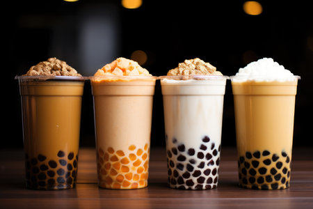 Yummy Bubble tea with tapioca balls in raw, AI Generativeの素材