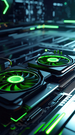 microchip for computer on dark background, AI Generativeの素材