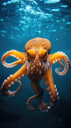 colorful octopus on a coral reef, underwater. AI generated.の素材