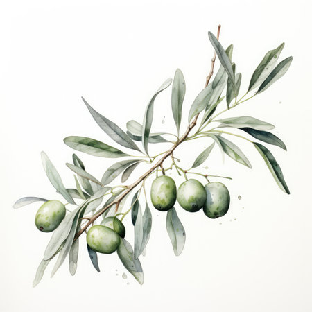 watercolor olive branch, AI Generated. high quality illustrationの素材