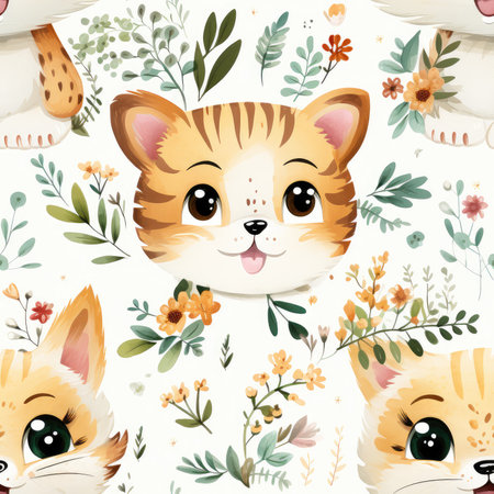 watercolor animal elements isolated on white background, AI Generatedの素材