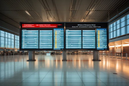 airport monitors displaying information, AI Generated. high quality illustrationの素材
