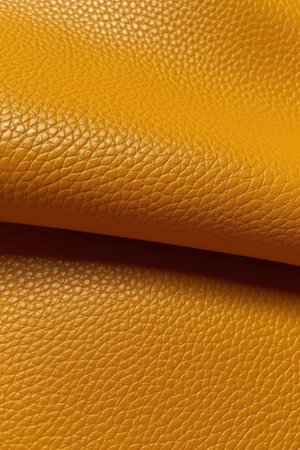 Artificial yellow leather texture with waves and bends, AI Generatedの素材