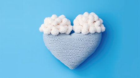knitted baby toys and clothes, flat lay, AI Generatedの素材