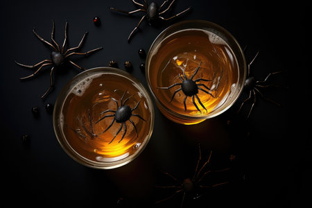 halloween cocktail in glass, smoke coming up. Halloween drink. AI Generatedの素材