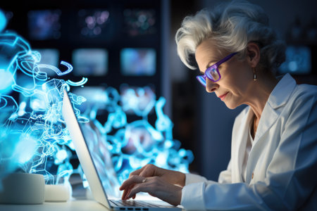 mature stylish woman designer Working On Computer In IT Office or home, AI Generatedの素材