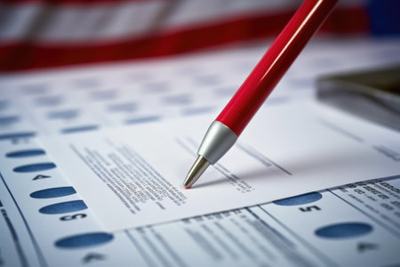 Closeup of election ballot. AI Generated. High quality illustrationの素材
