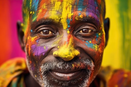 Black history month. colorful portrait of African man on vivid background, AI Generatedの素材